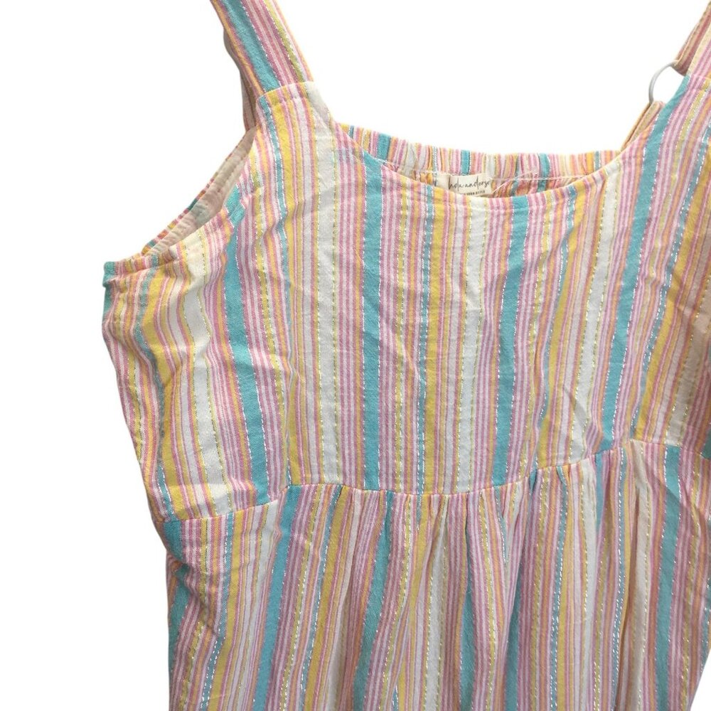 Linda Anderson Dress Womens Large Striped Tiered Maxi Adjustable Straps Lined - Picture 3 of 16